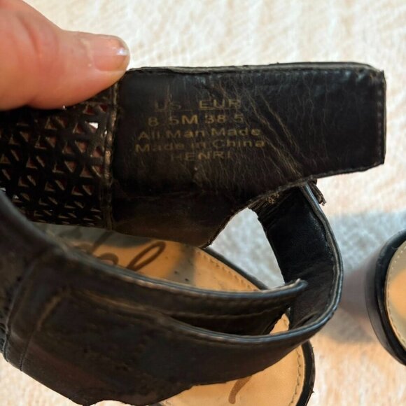 Sam Edelman Black Henri Peek A Boo Open Toe Black Heel Shoes Size 8.5M - Picture 10 of 12